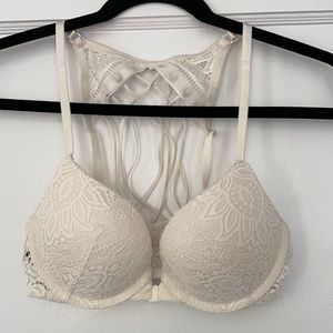 Victoria’s Secret white lace push-up bra